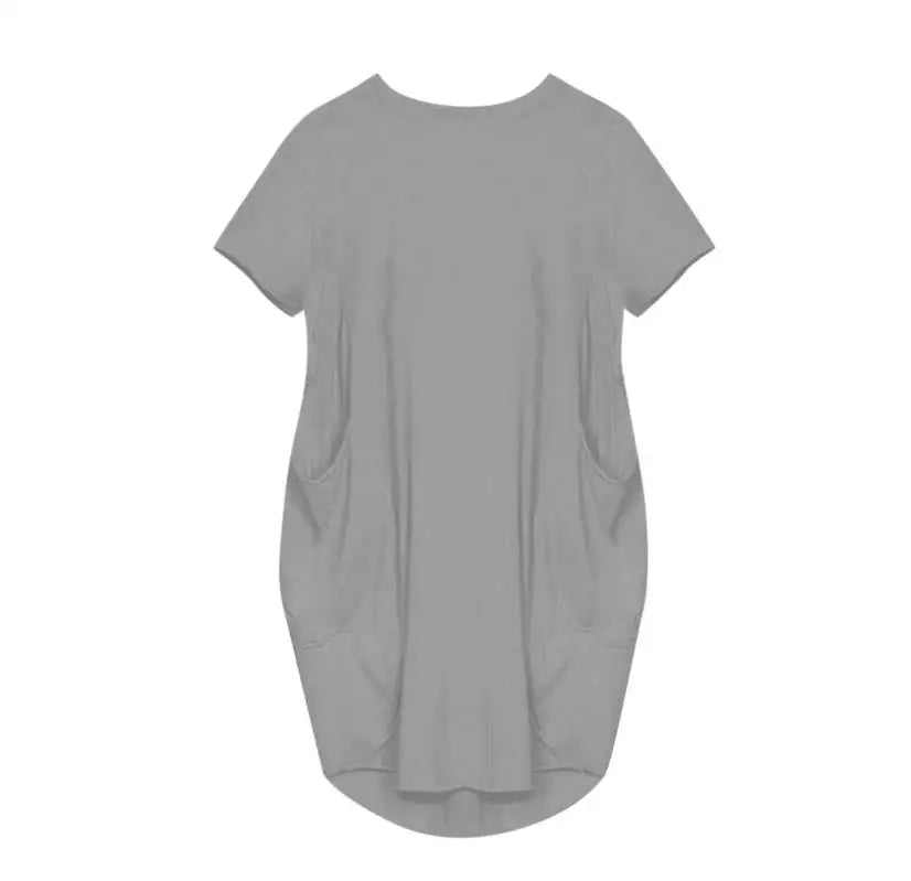 Short Sleeve  Round Neck Pockets Sexy Female Dress