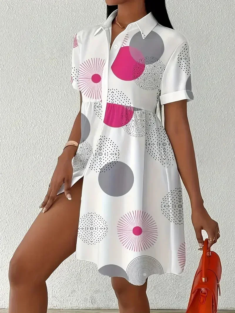 Summer Fashion Button-Up Lapel Collar Short Sleeves