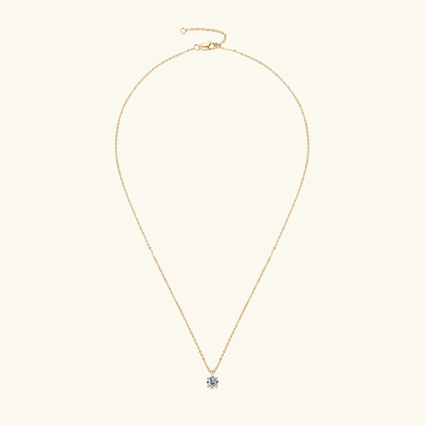 Moissanite Solitaire Drop Necklaces 18k Gold Plated Pendant Original Silver Chain