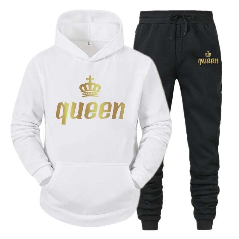 King And Queen Couple Outfit Hoodie and Jogger High Quality King Queen Tracksuit