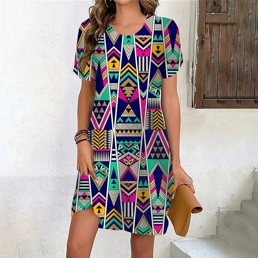 Summer ladies fashion short sleeve dress