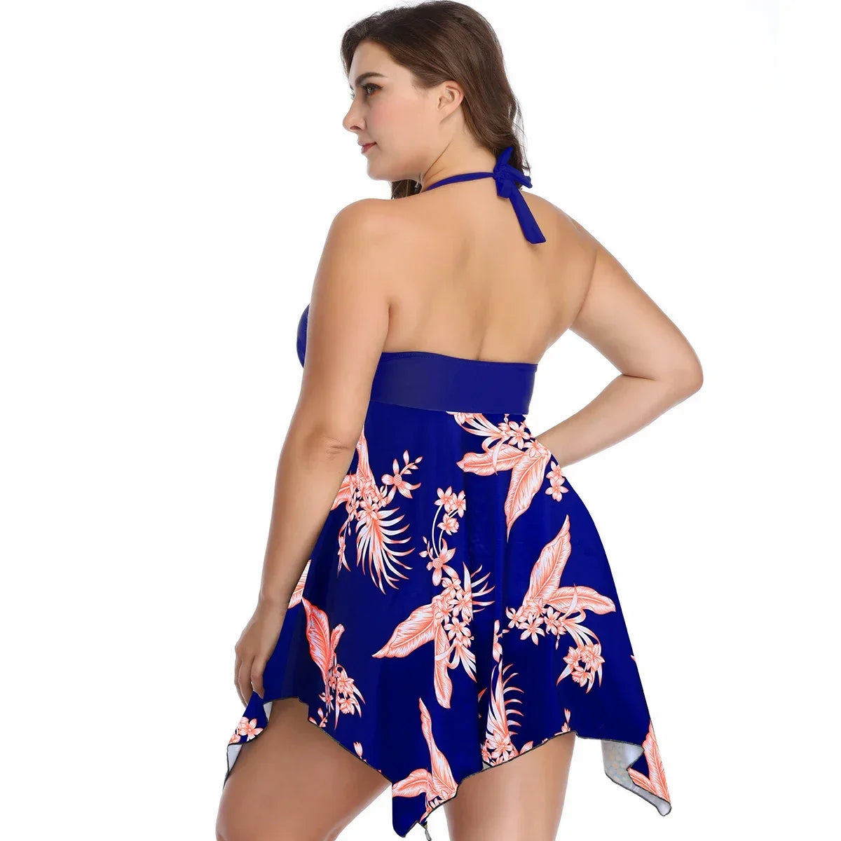 Plus Size Swimsuit Female Split Lace Print Slim Fit Bag Hip Sexy Skirt
