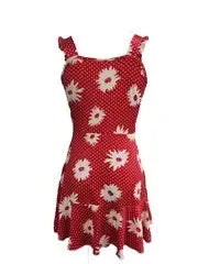 Breezy Sleeveless Dress with Vibrant Floral Print and Elegant V-Neck ﻿