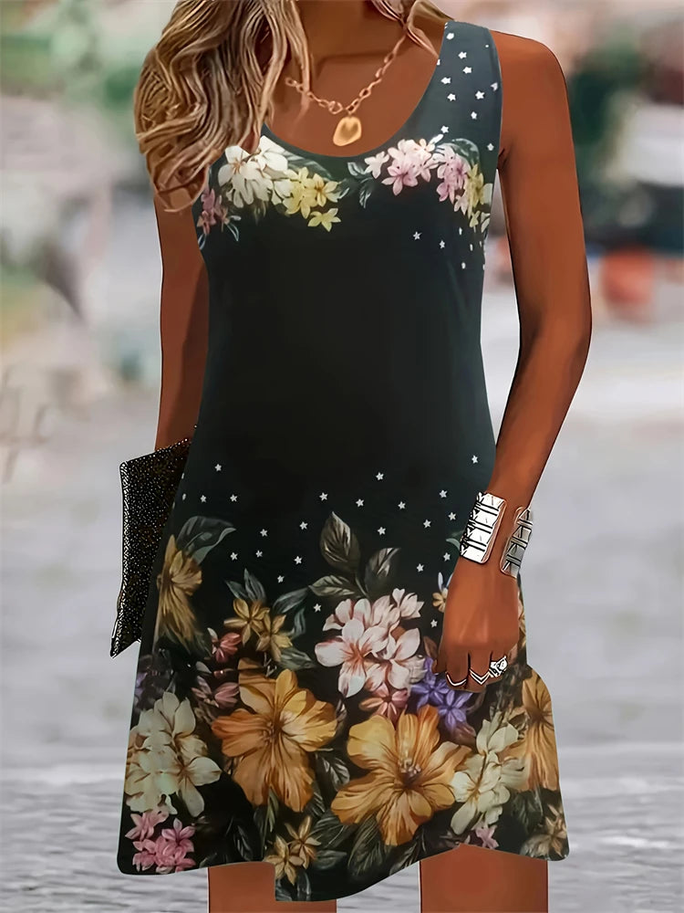 Summer Sleeveless Round Neck Vacation Dresses