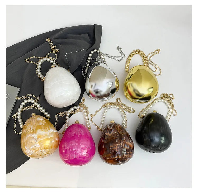 New acrylic eggshell bag 2025 fashion niche design women's messenger bag portable dinner bag