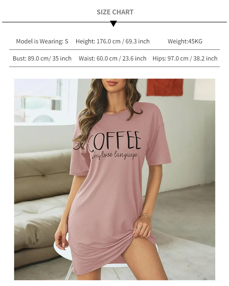 Sleepwear Dress Loose Fit Tee Nightwear Home Clothes Nightie Loungewear