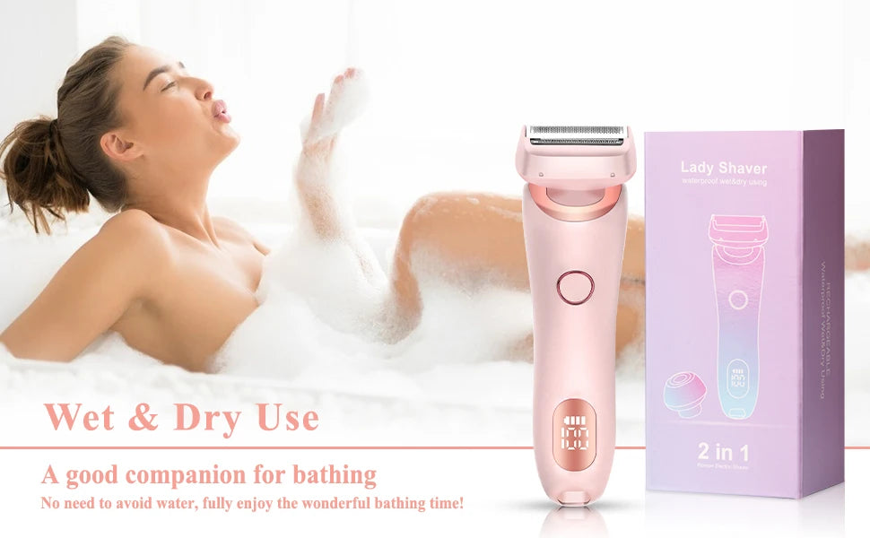 Portable Waterproof 2 In 1 Painless Shaving For Lady Private Part Hair Shaver Trimmer