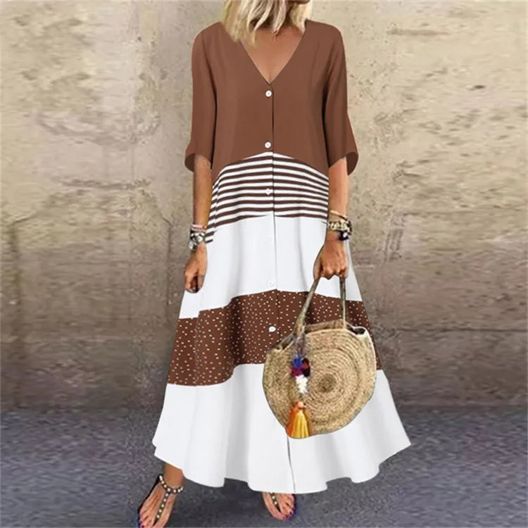 Sexy V-neck Fashion Printed Long