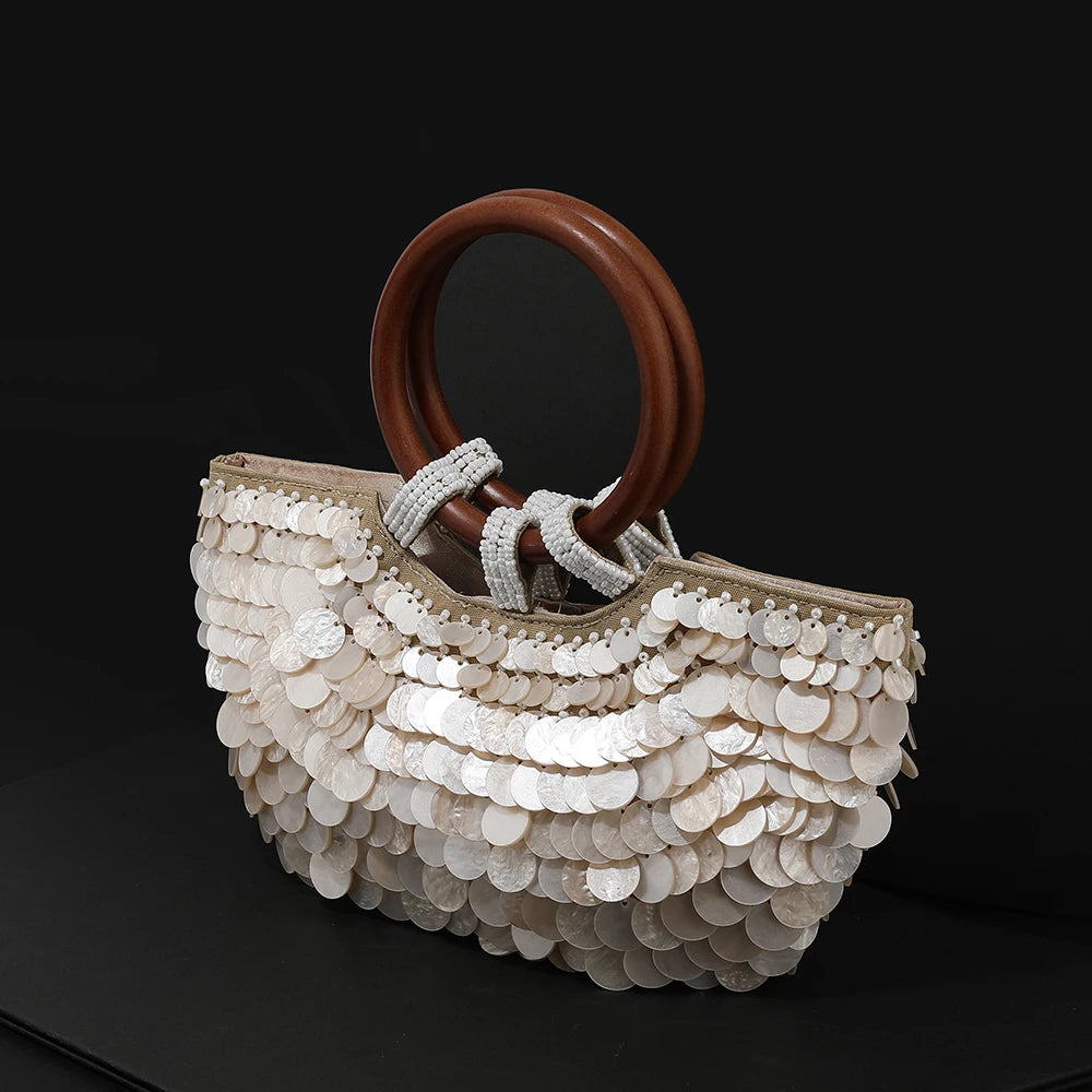 New handmade beaded shell evening party handbag Premium style beach vacation bag