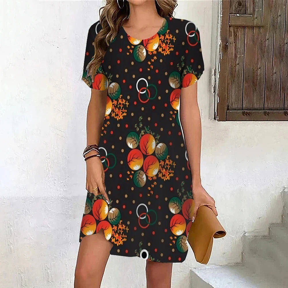 Summer ladies fashion short sleeve dress