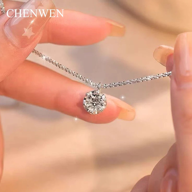 Classic Crown Silver Necklace for Women