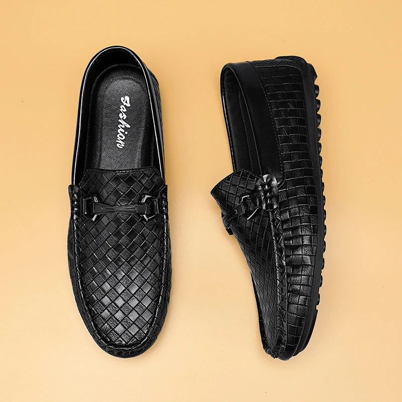 High Quality Men Loafers  Leather Shoes Slip on Flats Comfortable  Lightweight Walkingand  Driving Shoes