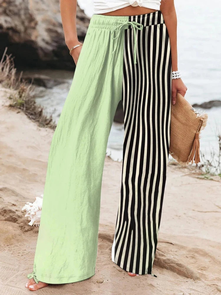 Relaxed-Fit Casual Pants 3D Floral Print Comfortable Breathable Fashionable Wide-Leg Pants