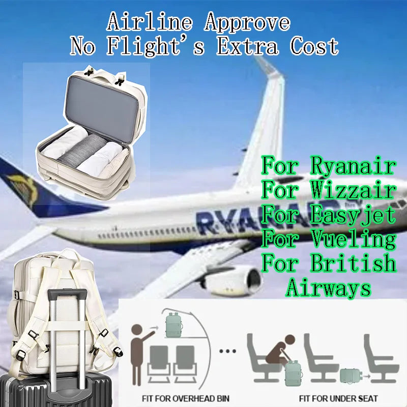 Travel Backpack 46x30x20 Cabin Waterproof And Laptop Space