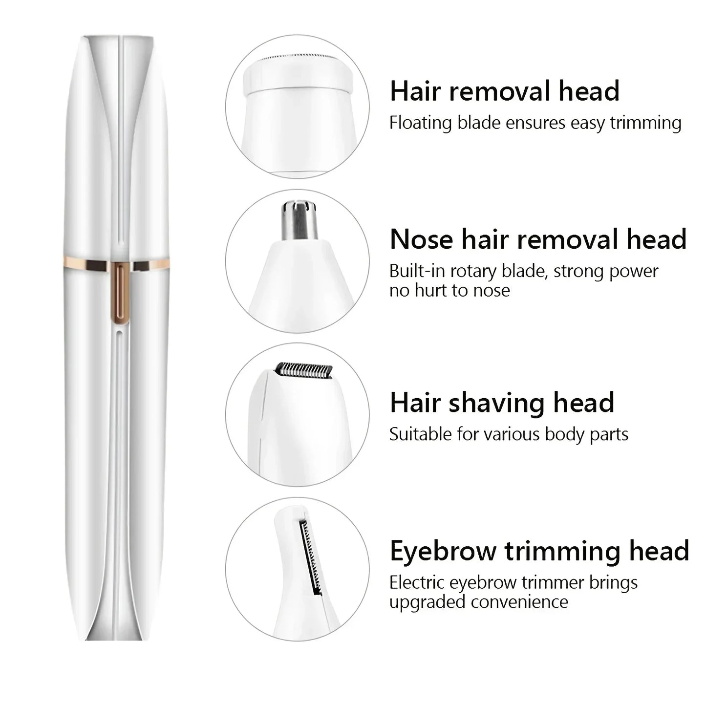 4 In 1 Electric Hair Remover Full Body Shaving Facial Epilator Shaver Eyebrow Trimmer Nose Bikini Line Painless Epilator