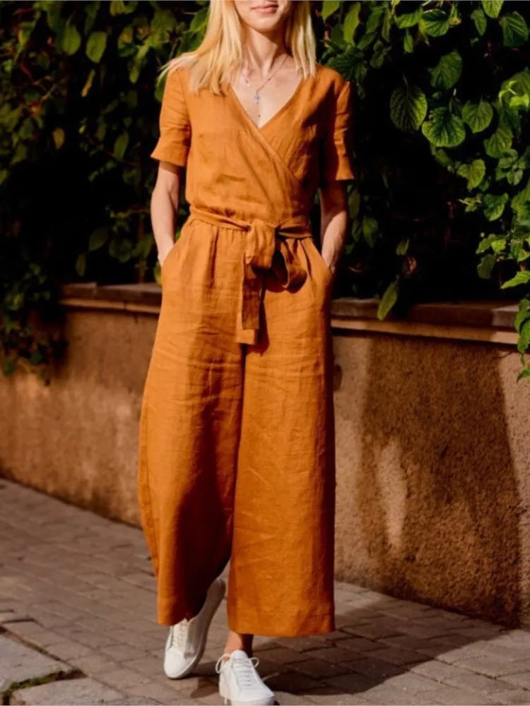Short Sleeved Jumpsuit Women Spring Summer Simple dress