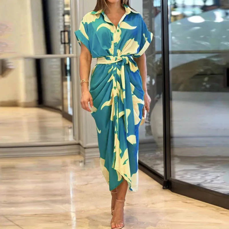Belt Elegant Long Skirt Summer Sexy Party  Dress