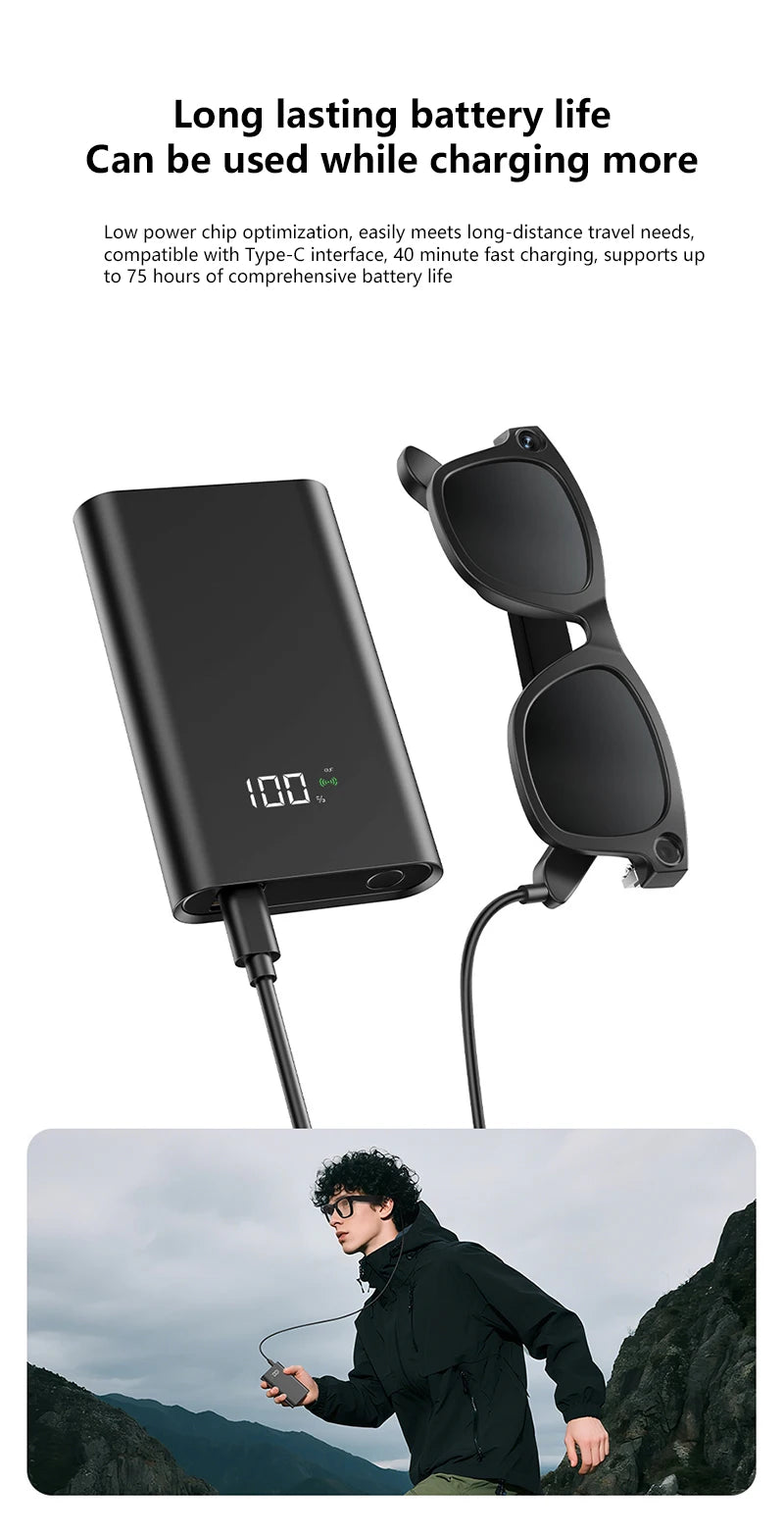 G300 Smart AI Glasses 800W pixel AI Shooting Camera HD Photo Video Voice Call Translation Waterproof Bluetooth Glasses