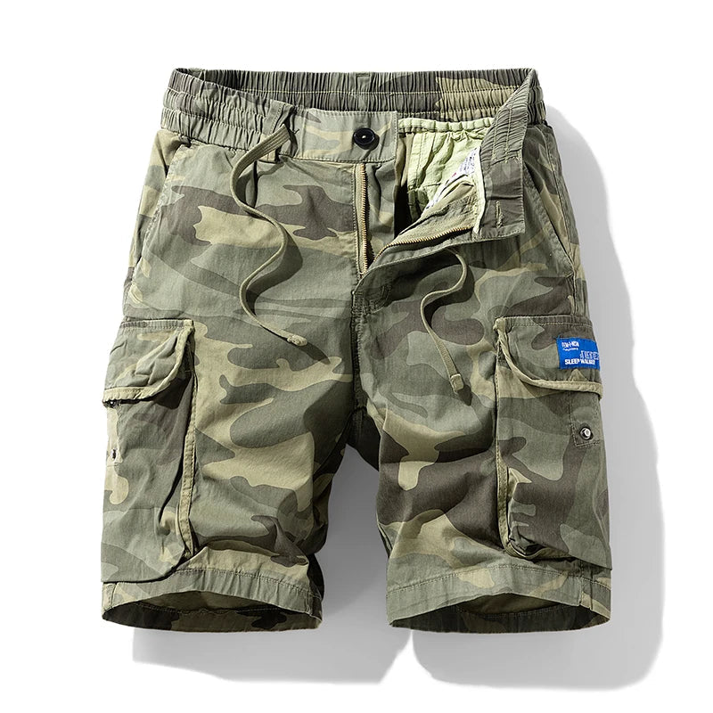 Outdoor Leisure Camouflage Comfortable Shorts For Men Elastic Waist Loose Straight High-Quality