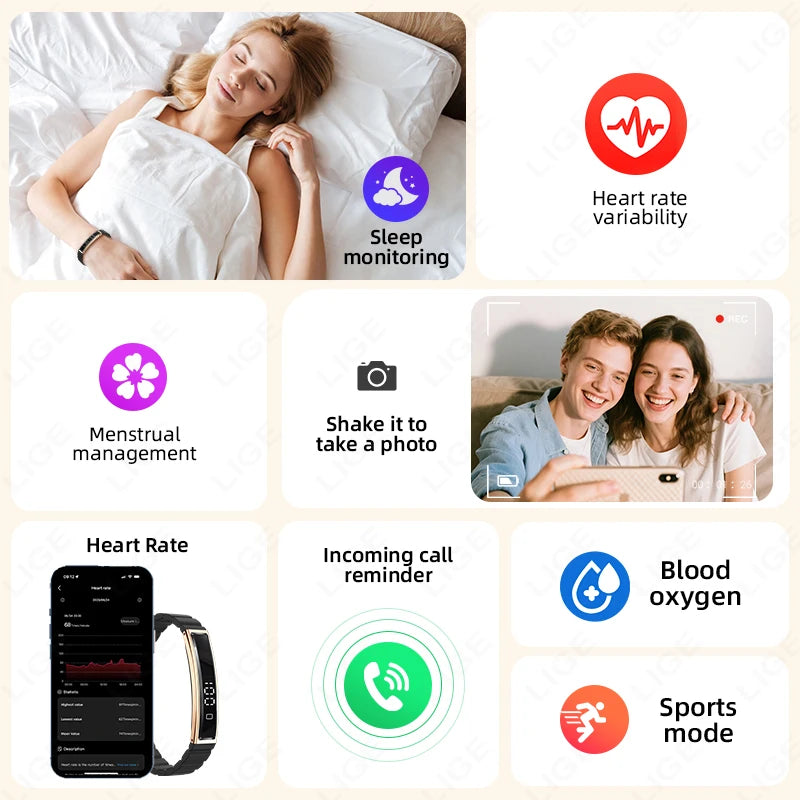 Health Smart Band Fitness Tracker Smartwatch with Heart Rate Blood Oxygen Sleep Monitor Waterproof Pedometer Watch for Unisex