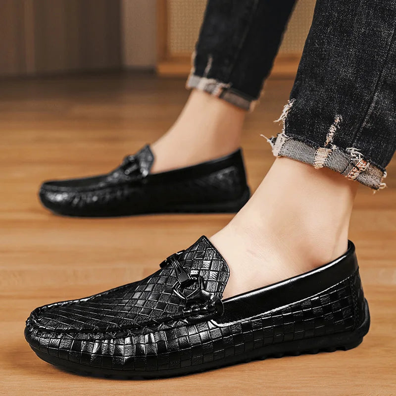 High Quality Men Loafers  Leather Shoes Slip on Flats Comfortable  Lightweight Walkingand  Driving Shoes