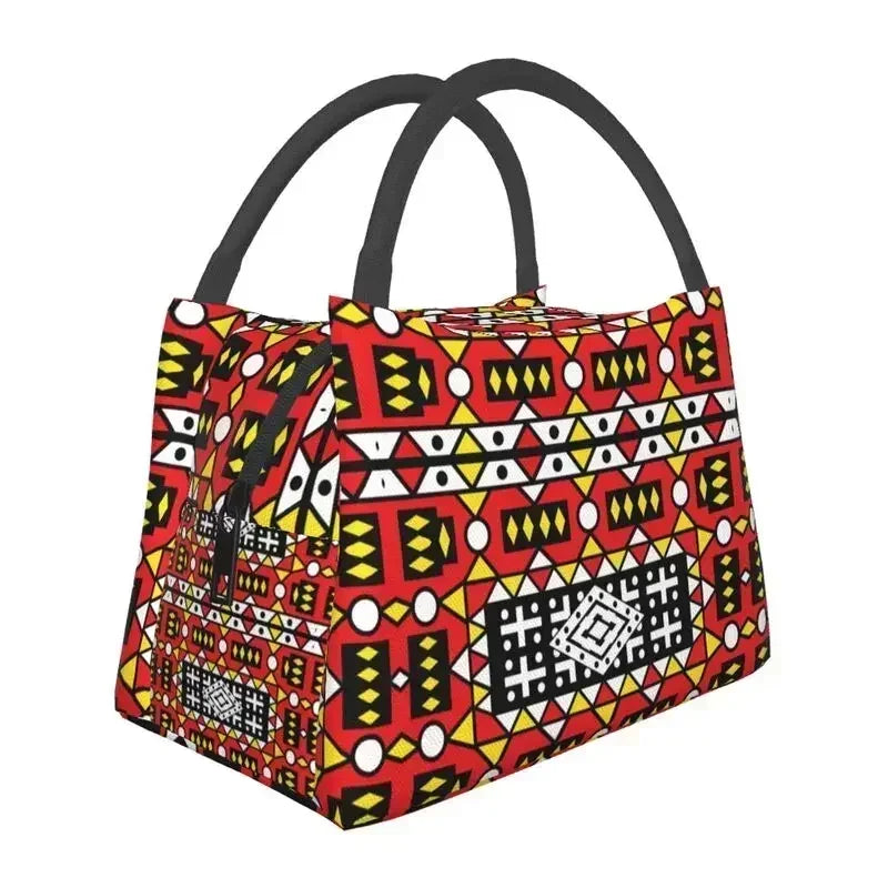 Ankara Print Insulated Lunch Bag for African Pattern Wax Design
