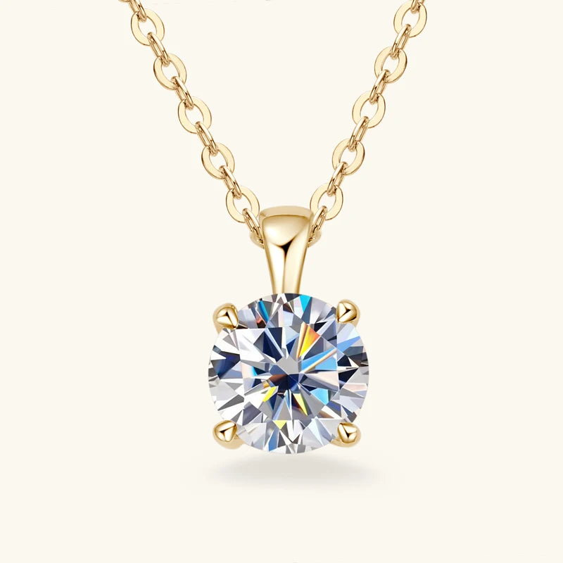 Moissanite Solitaire Drop Necklaces 18k Gold Plated Pendant Original Silver Chain