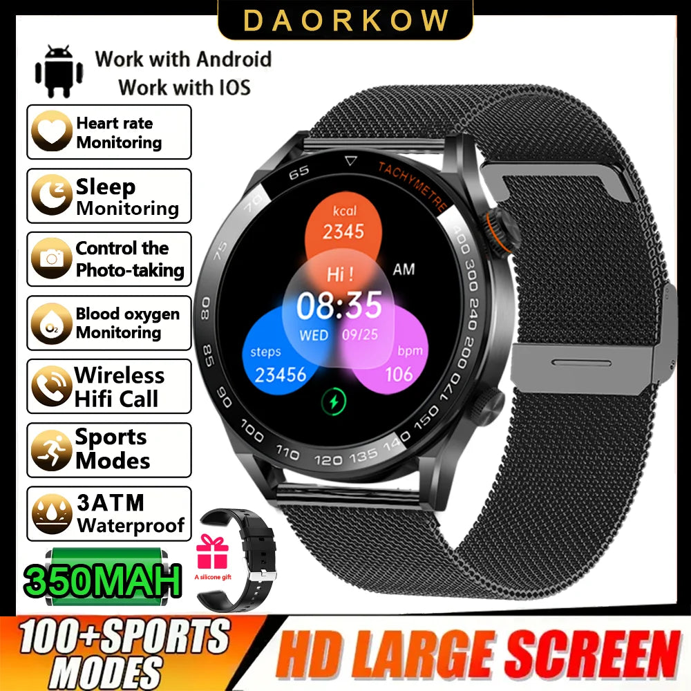 2026 New Smart Watch Men 1.5 inch Bluetooth Call Heart Rate Health 107+ Sports Fitness Watch Waterproof Business Man Smartwatch