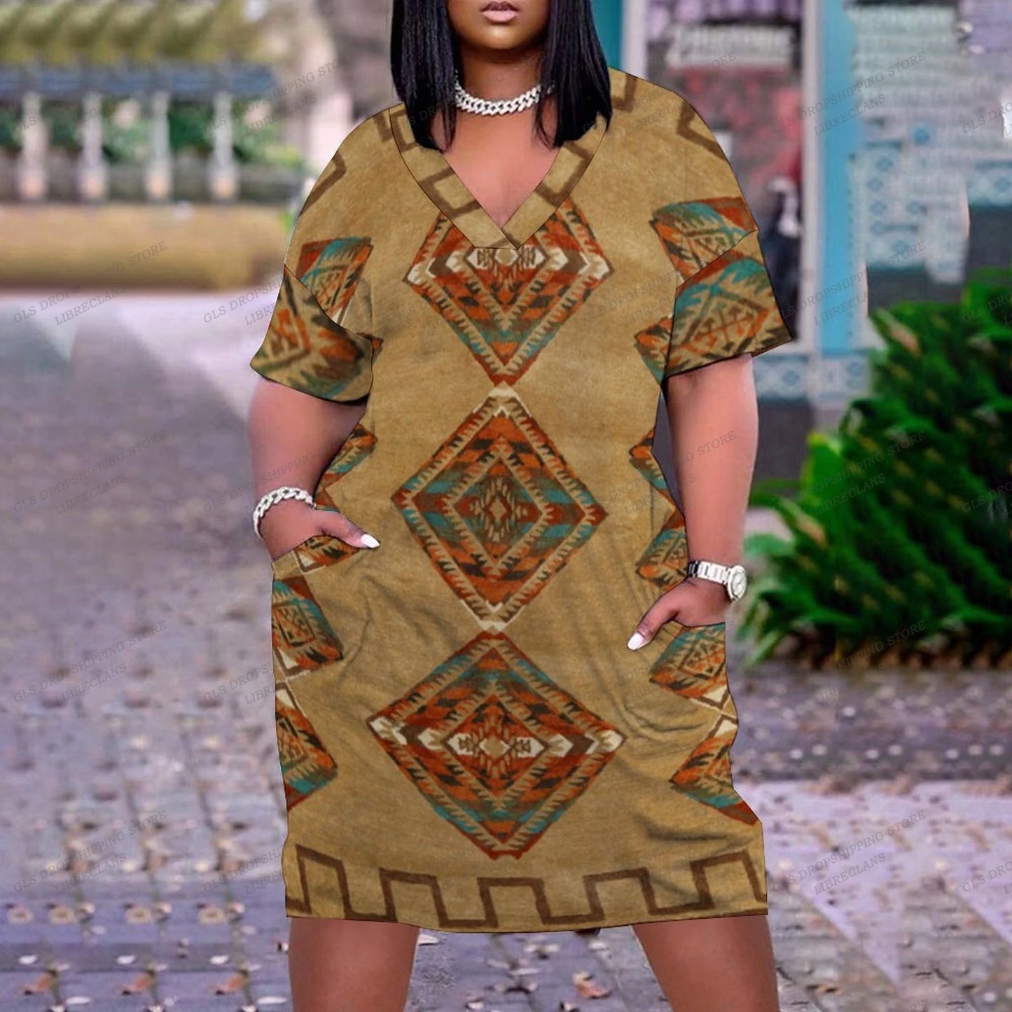 Black Africa Evening Boho Large Size Chain Sexy Dress