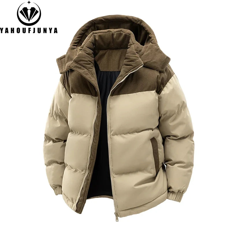 Winter  Outdoor Removable Hooded Windbreak Jacket  Warm Solid Jacket For Men