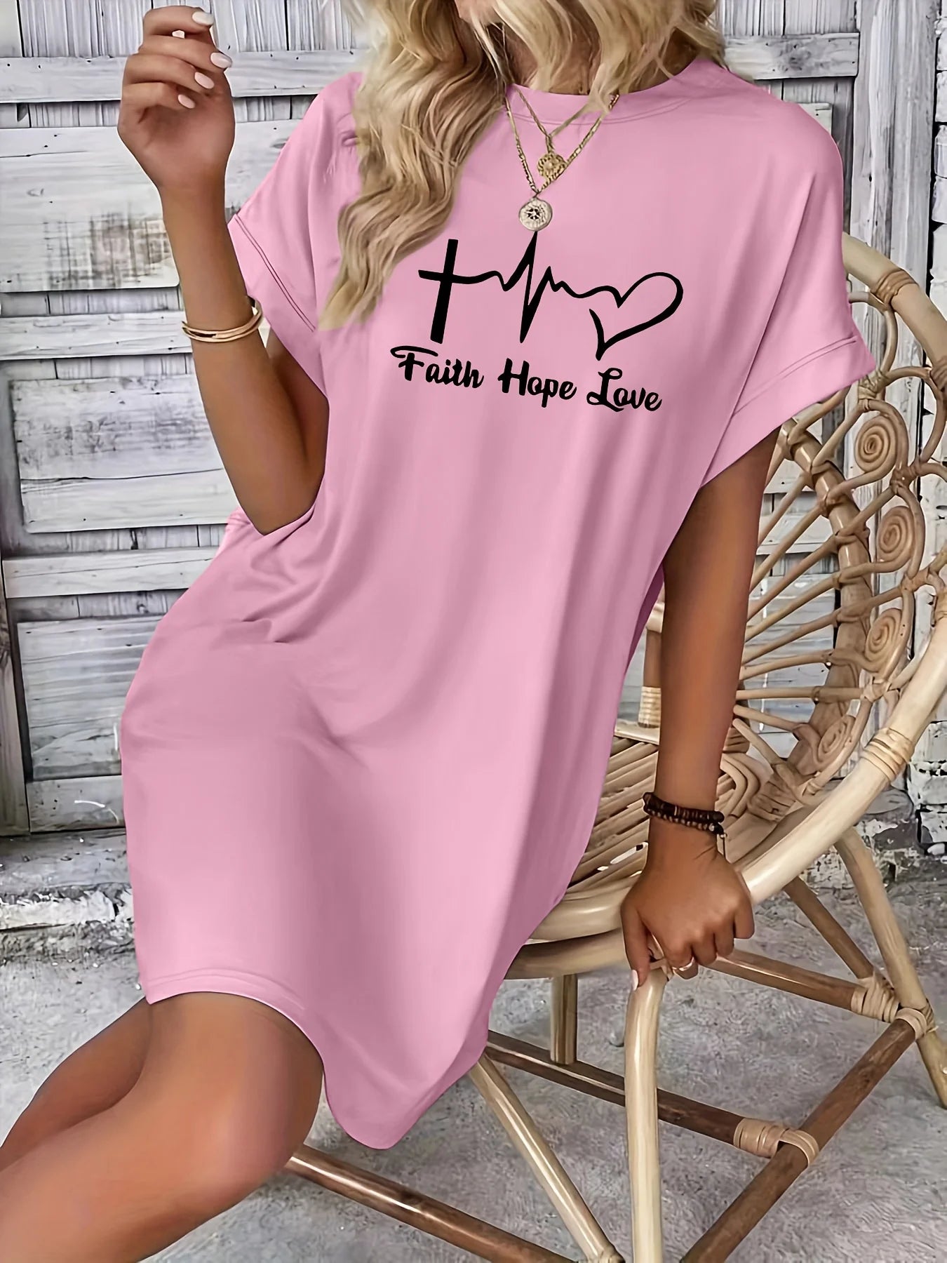 Faith hope love print Graphic Dress