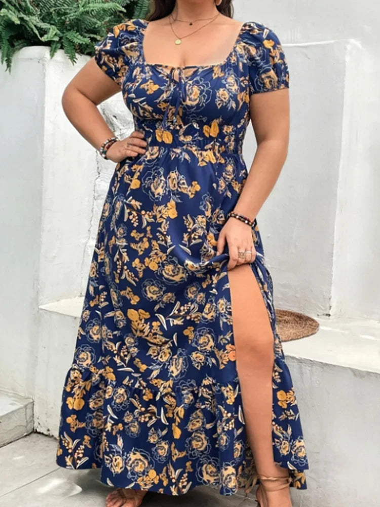 Outdoor Flower Casual Long Party Dress