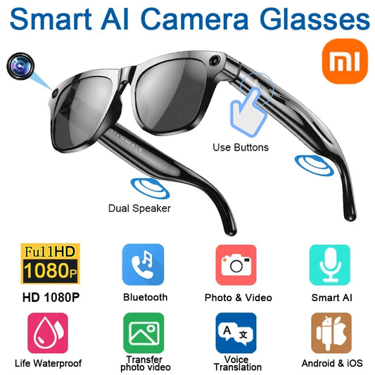 4K HD AI Smart Glasses Chat GPT 100MP Camera Bluetooth Call 260Mah Battery Voice Assistant  Control Smart Glasses