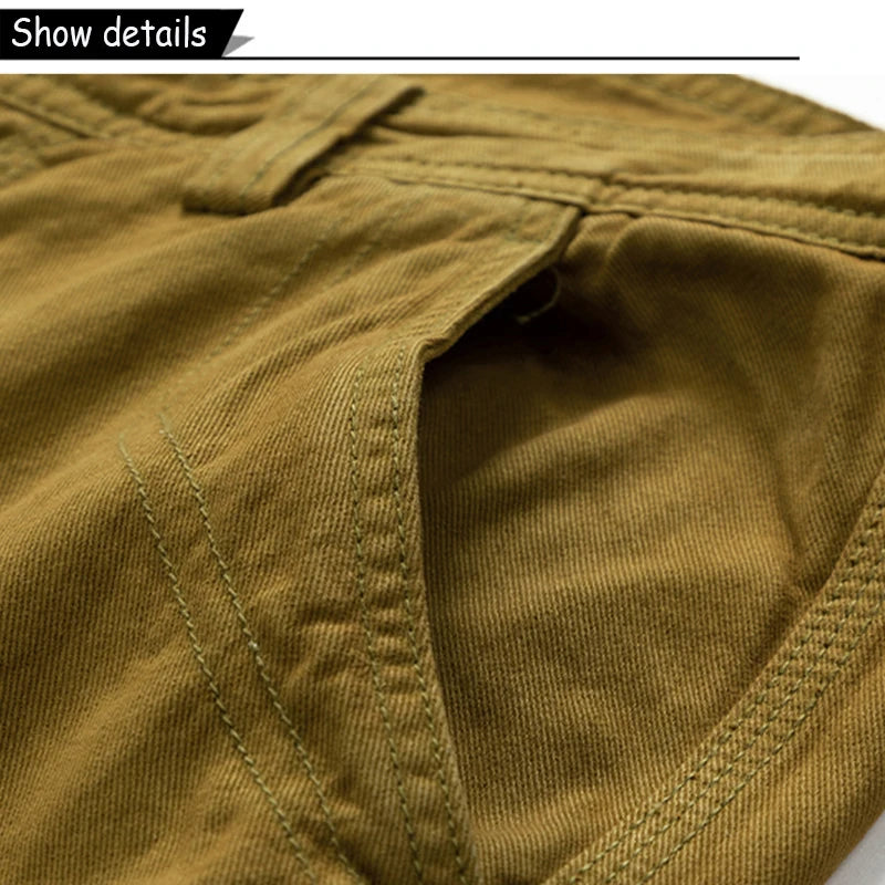 Men Summer Outdoor Leisure Buttons Cargo Style Shorts  Solid Straight Cotton Comfortable Fashion