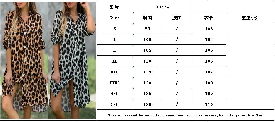 Leopard Print Shirt Dress Herbst Kleider Vestido Femininos