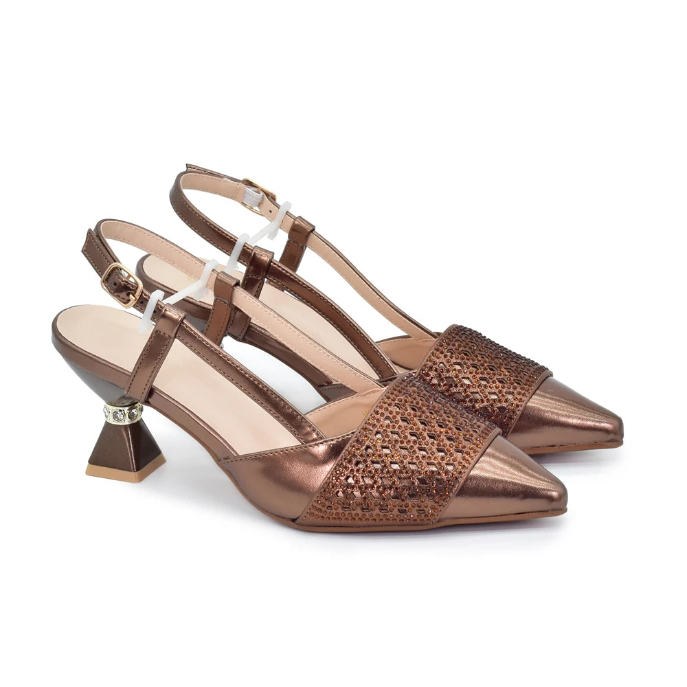 New Arrival Women Italian Shoes and Matching Bags Sets Decorated