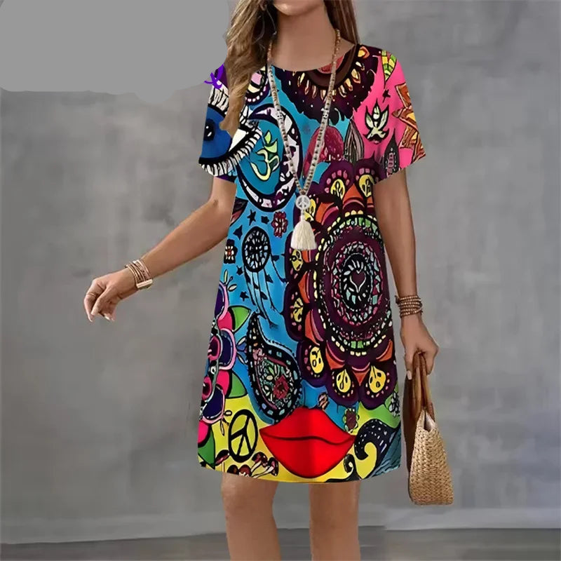 Vintage Short Sleeve Summer Elegant Sundress