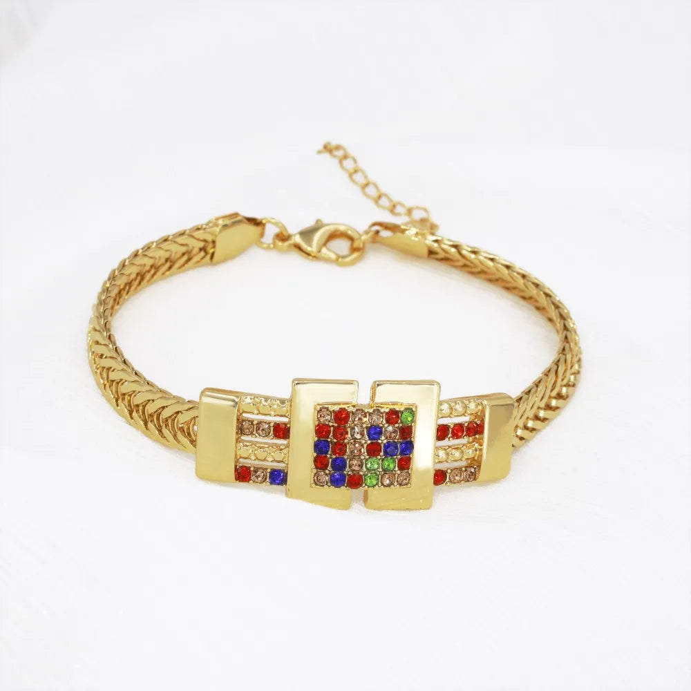 Gold Plated Jewelry Set Charm Necklace Bracelet Earring Ring