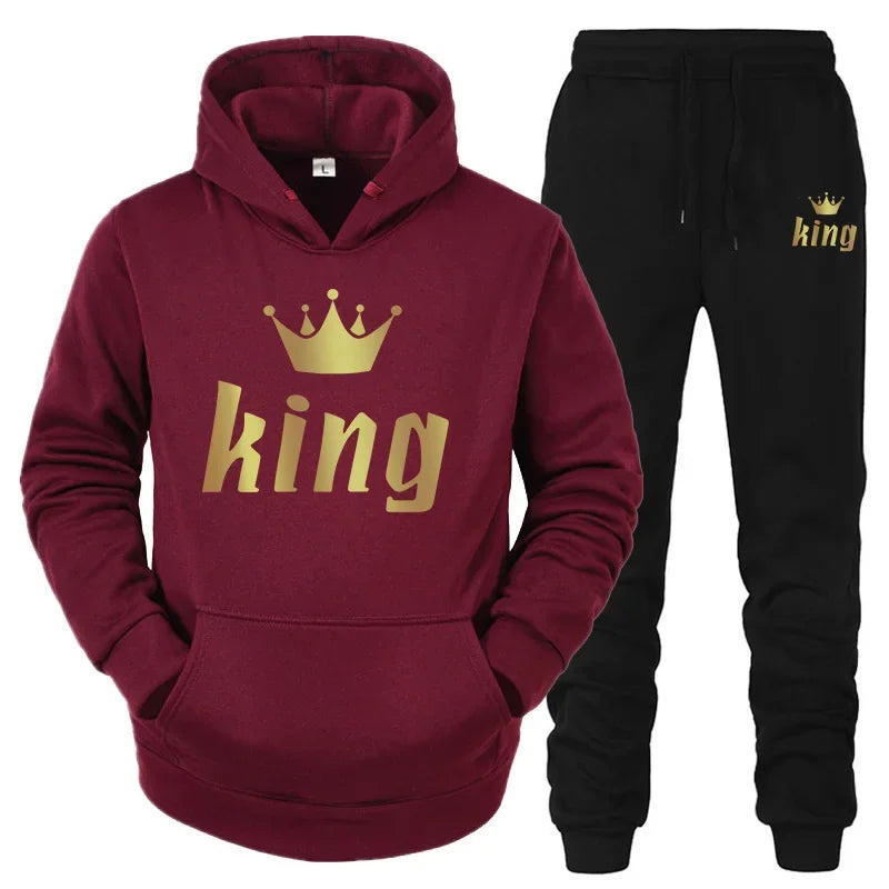 King And Queen Couple Outfit Hoodie and Jogger High Quality King Queen Tracksuit
