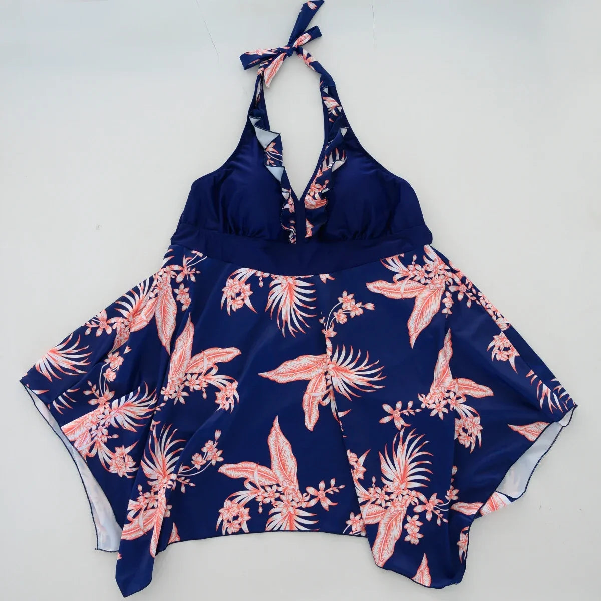 Plus Size Swimsuit Female Split Lace Print Slim Fit Bag Hip Sexy Skirt