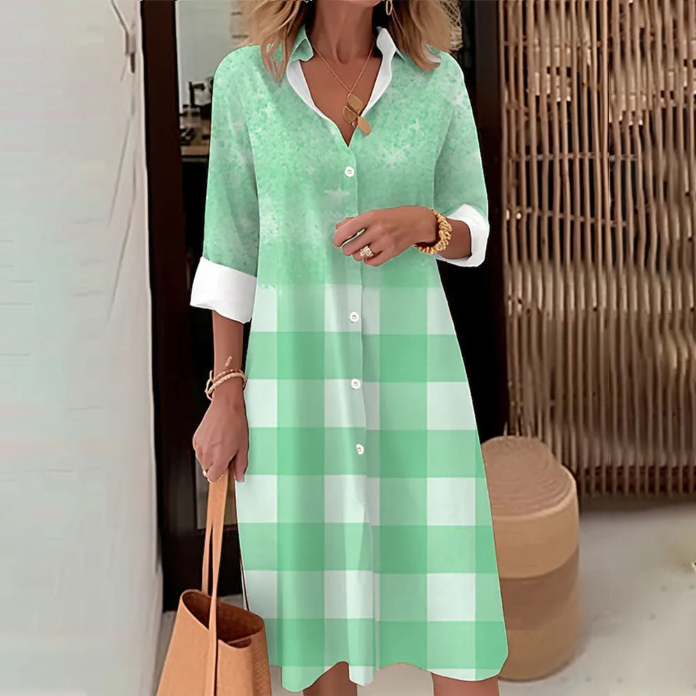 Women's Long Sleeve Botton Dress
