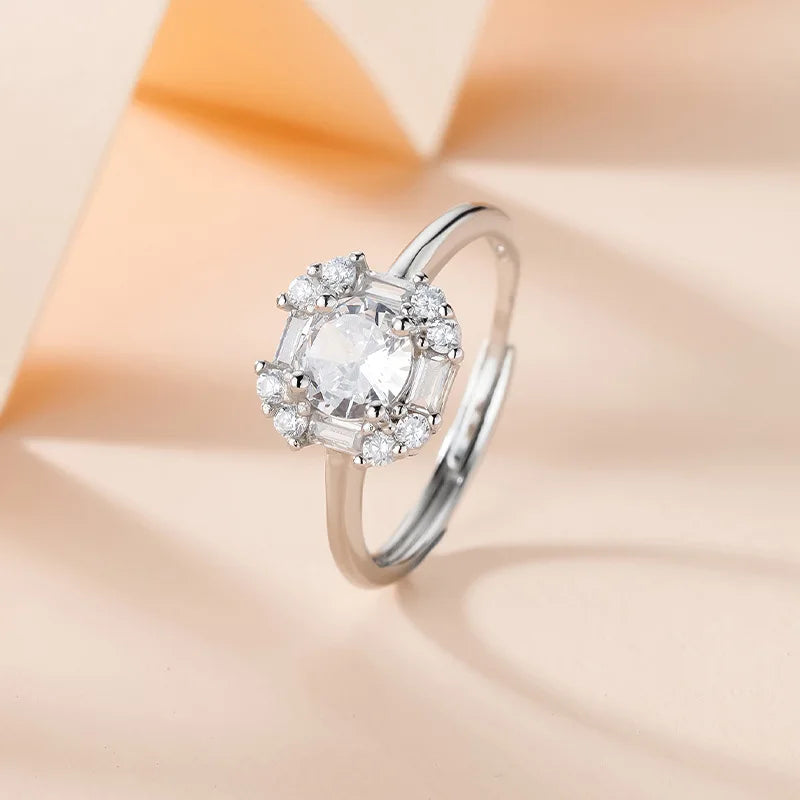 Silver Jewelry Sets Ring Stud Earrings Pendant Necklace with Zircon Accessories
