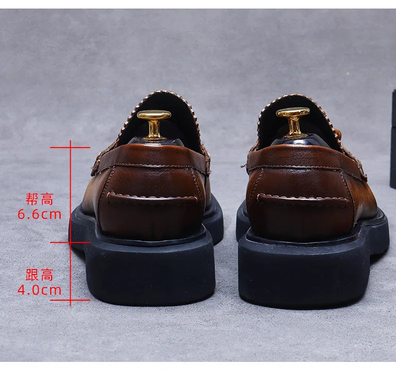 Soft Leather Elegant Mens Dress Loafers Shoes Luxury Genuine Leather Shoes