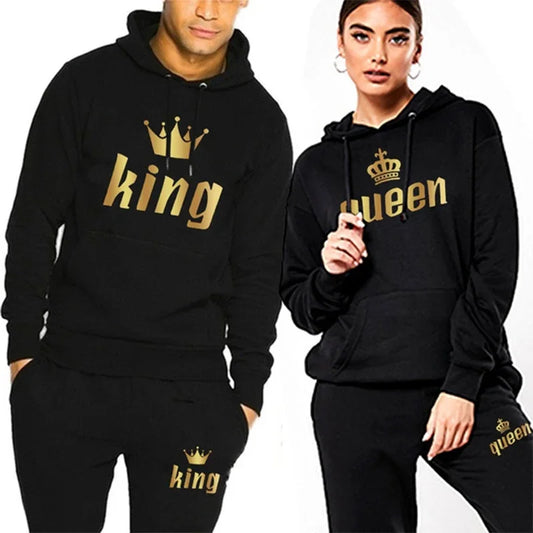King And Queen Couple Outfit Hoodie and Jogger High Quality King Queen Tracksuit
