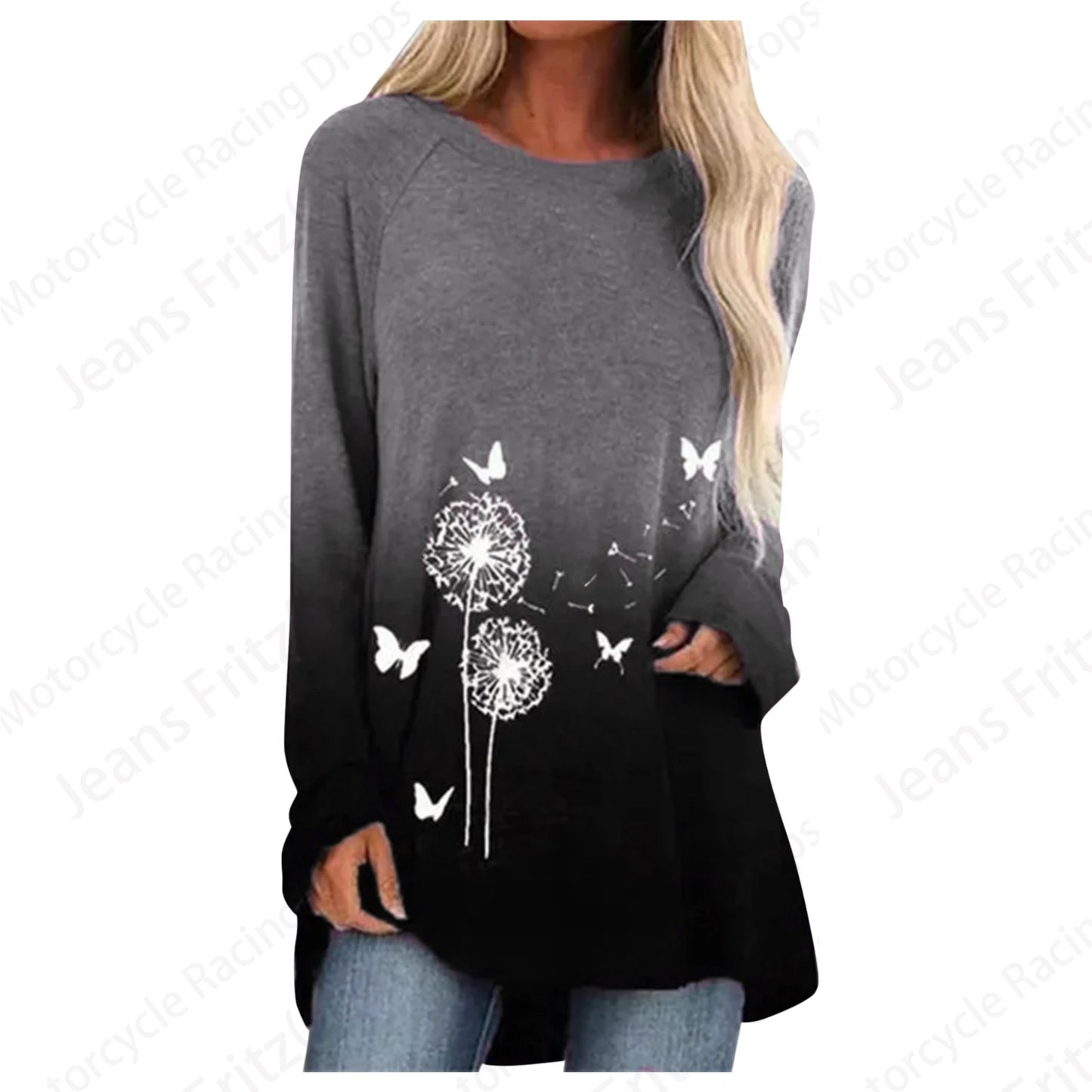 Long Sleeve Tops Lady Tshirt Tunic  Clothing