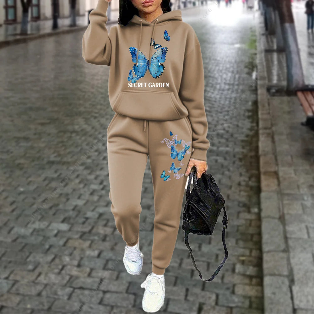 Women Tracksuit Hoodies Two Piece Sweatshirt  Jogging Sports  Outfits