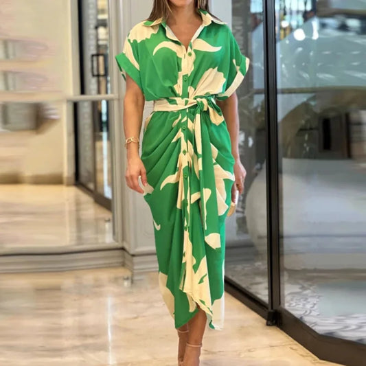 Belt Elegant Long Skirt Summer Sexy Party  Dress