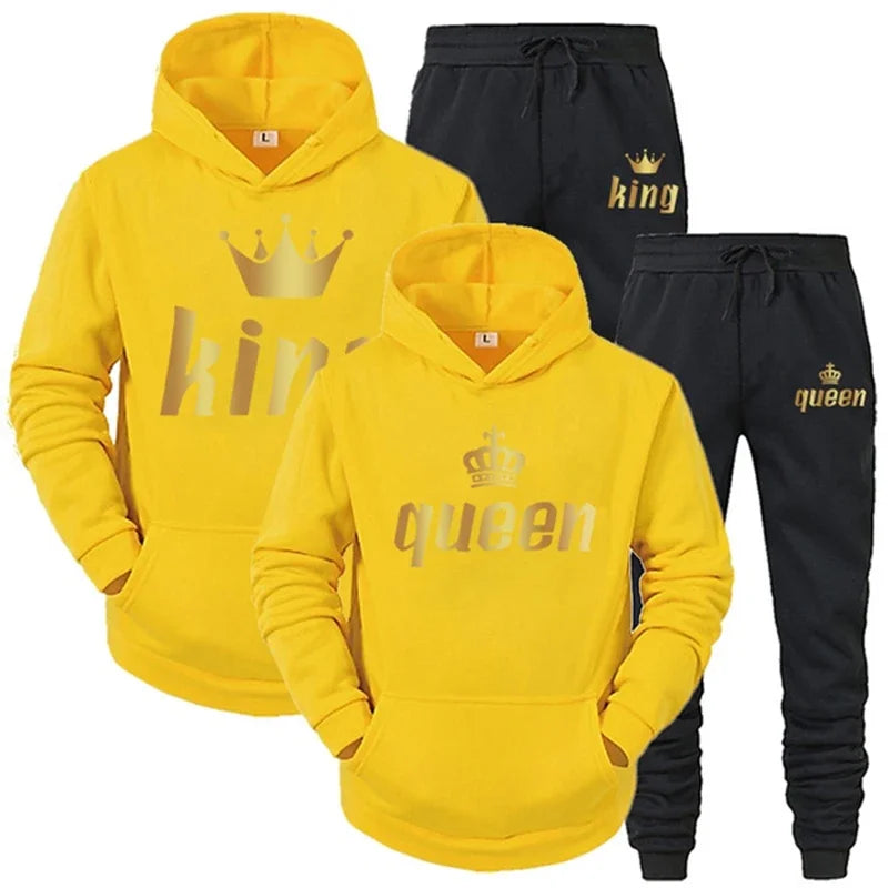 King And Queen Couple Outfit Hoodie and Jogger High Quality King Queen Tracksuit