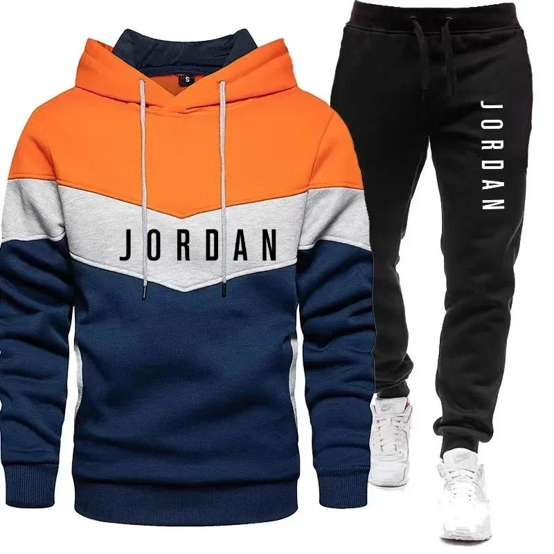 Jogging Sportswear Set Hoodie Sweatpants Rubberized Jacket Fashion Sports Winter Warm 2 Piece Set