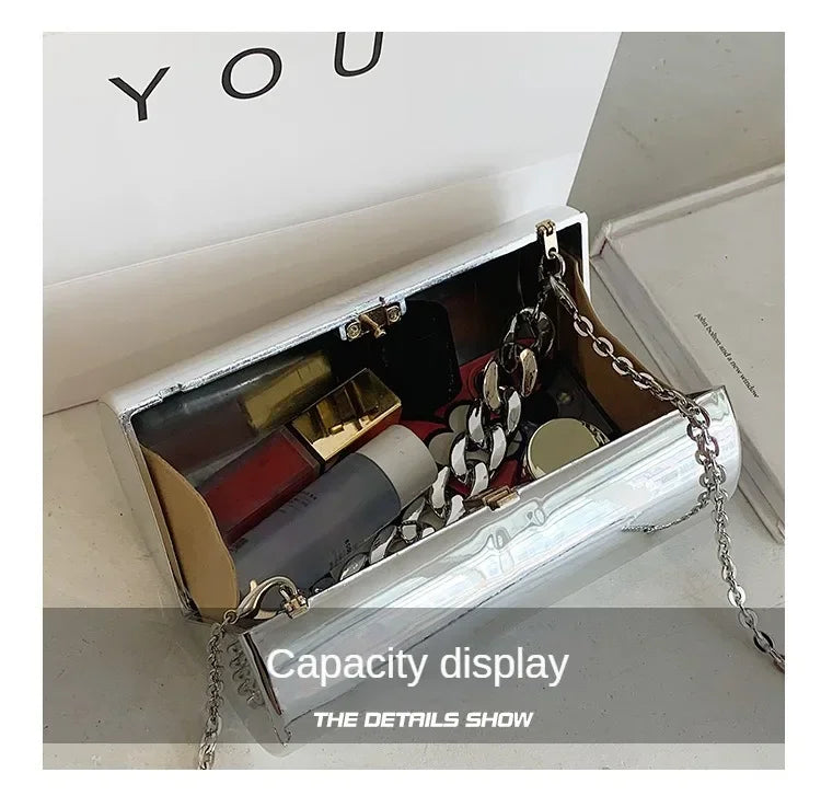 Women's Handbag Bags For Women 2026 Party Clutches Fashion Cylinder Mini Evening Purse Crossbody Shoulder Bag Gold Box Clutch